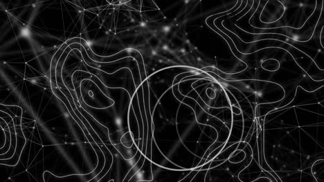 animation of topographic map lines over network of connections