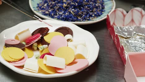 colorful chocolate candies and decorations