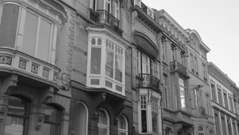 detail of historic exposed brick architecture in brussels, belgium