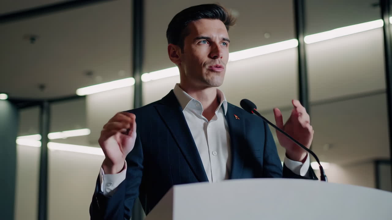 presentación en una conferencia de negocios