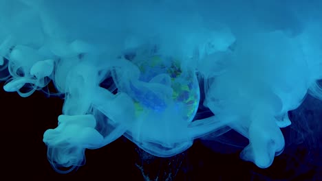 blue planet earth in blue fog. save the planet. ecological catastrophe.