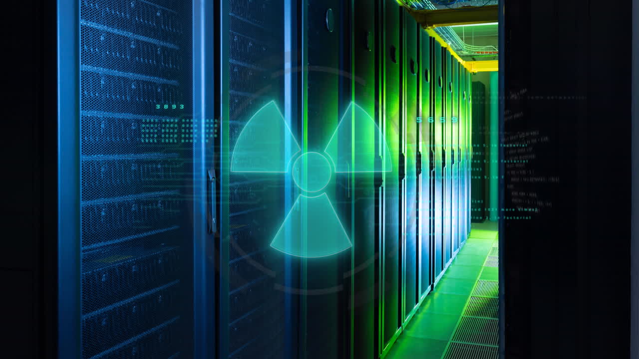 데이터 처리 및 서버 객실에서 핵 기호의 애니메이션