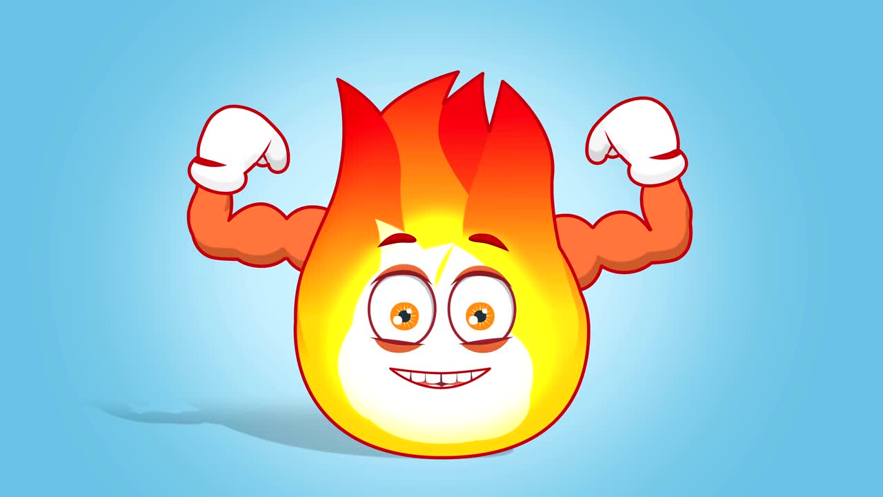 만화 불 불꽃 힘 근육 얼굴 애니메이션 알파 매트