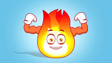 dibujos animados fuego llama poder músculo con animación de la cara alfa mate