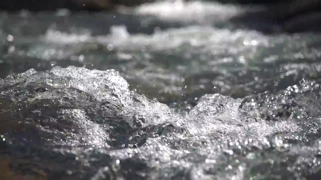 Close-up of Rushing Water in a Mountain Stream