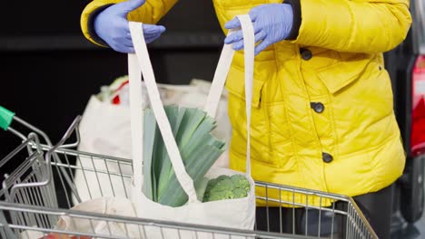 Nahaufnahme-Video-Beim-Packen-Von-Einkaufstüten-Im-Kofferraum