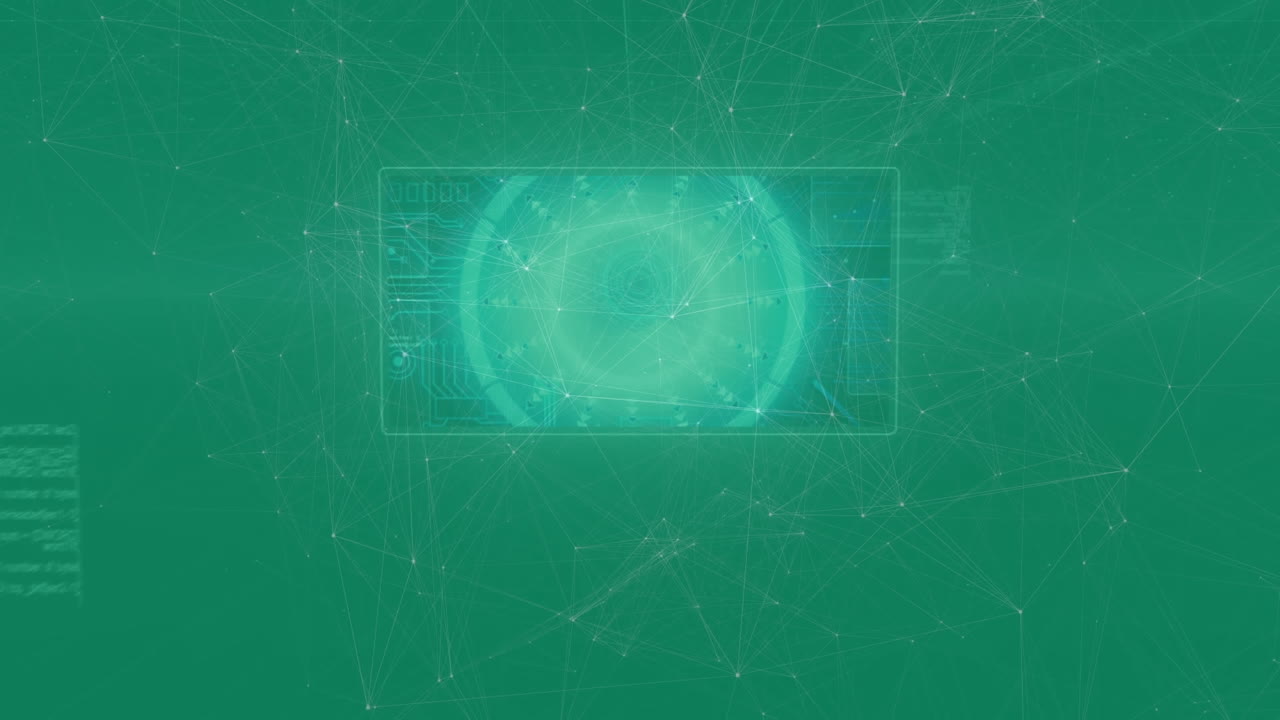 animación de la red de conexiones sobre fondo verde