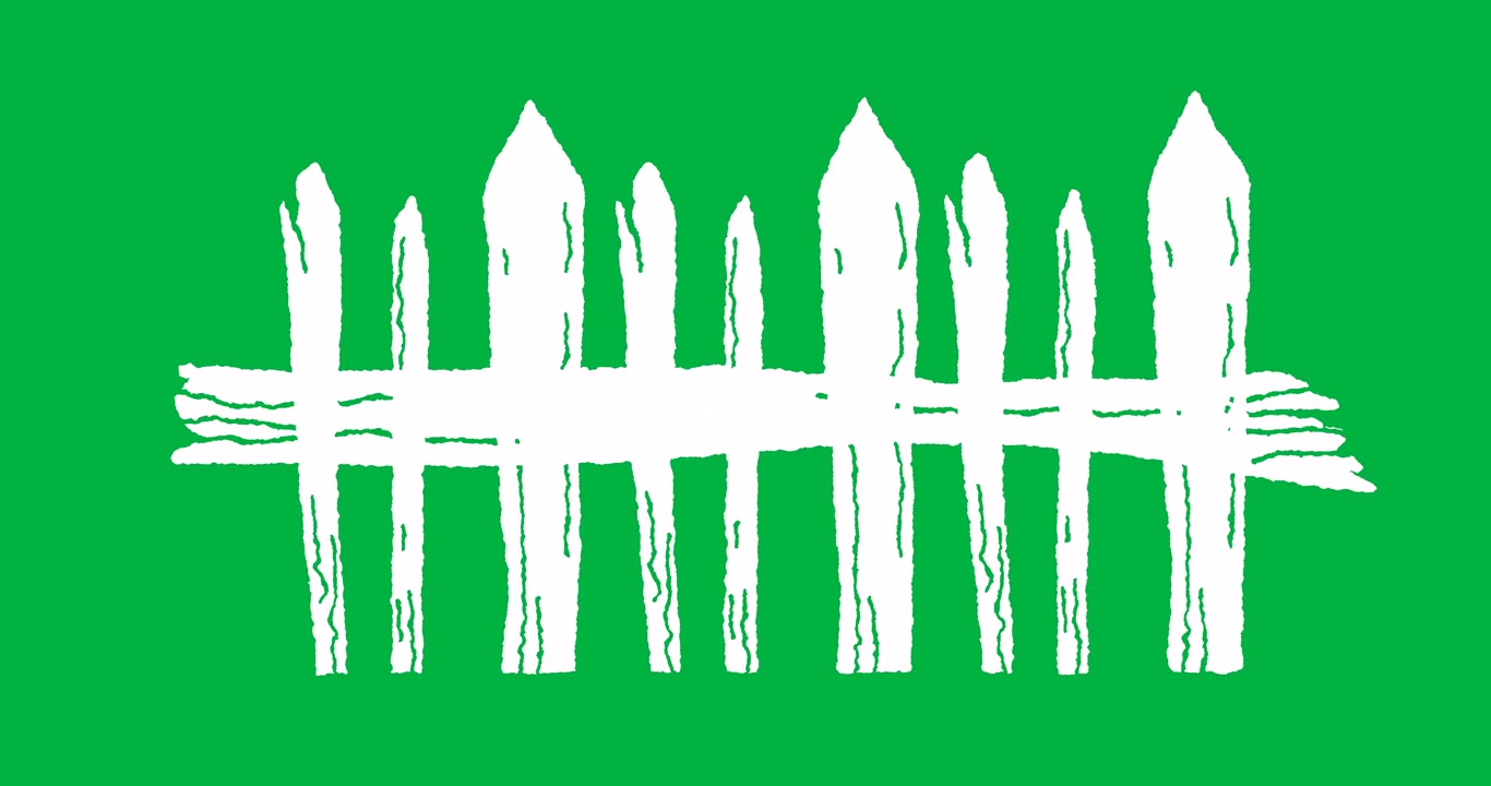 White Picket Fence Illustration Appearing on Green Screen