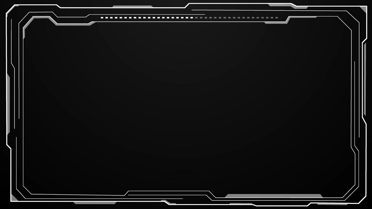 White futuristic hud frame on black background clean angular border thin interface lines empty space