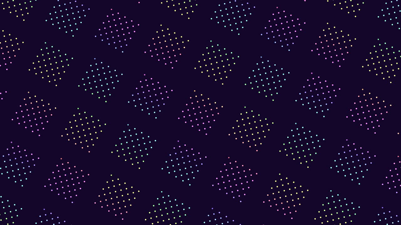 Vibrant diagonal grid of overlapping circles in shades of purple, blue, and green