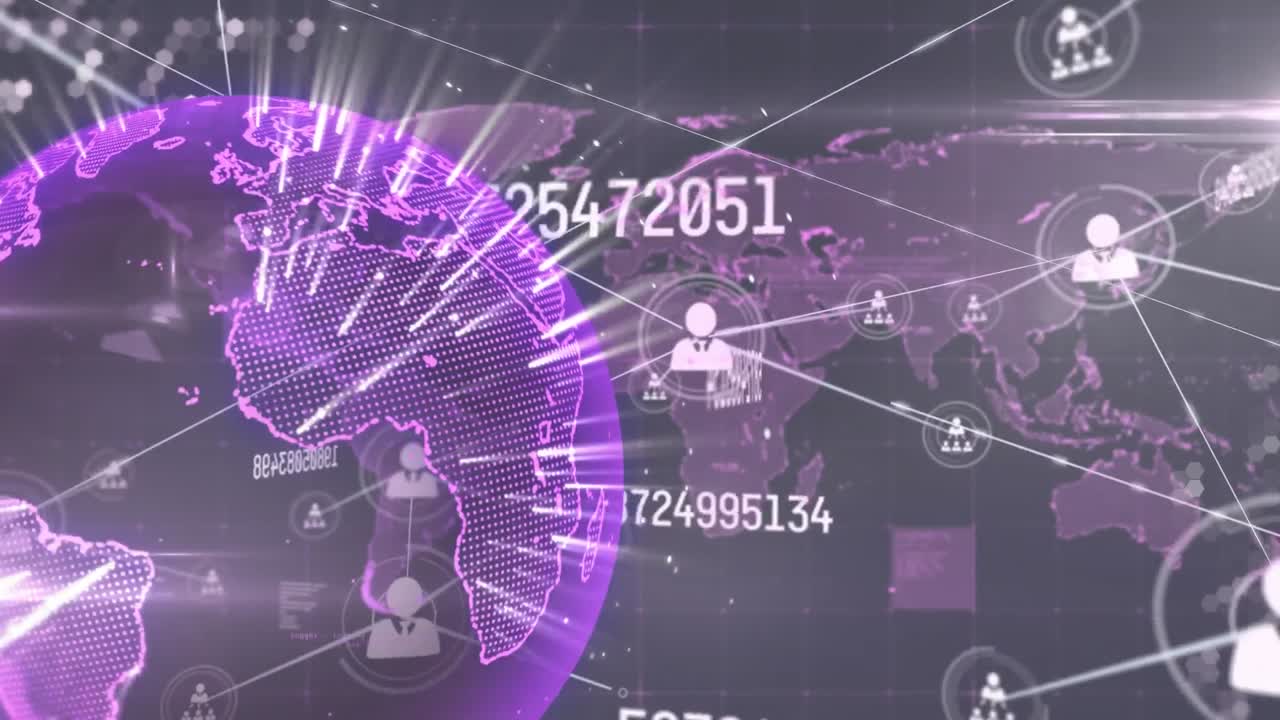 전 세계 아이콘과 연결된 네트워크의 애니메이션