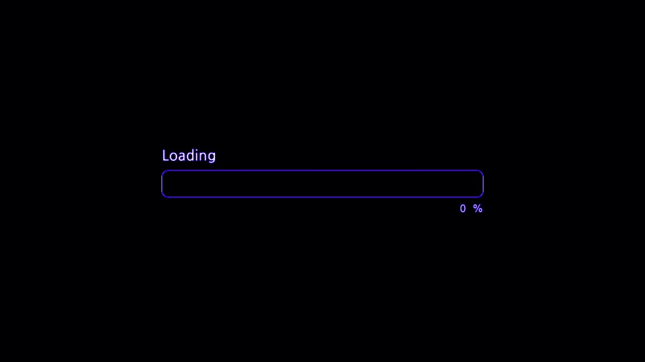Animation colorful loading bar on black background.