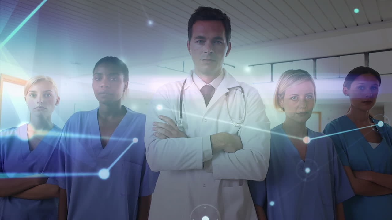 animación del procesamiento de datos sobre diversos médicos