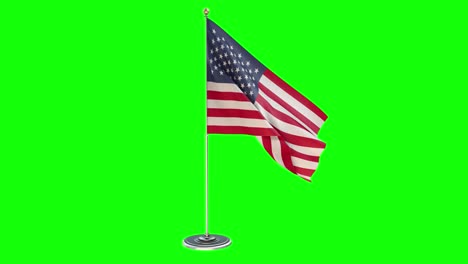 united states 3d illustration of the waving flag on a pole with chroma