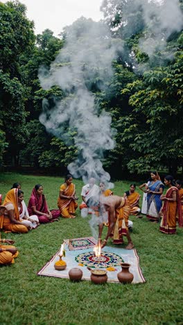 indian religious ceremony in a garden