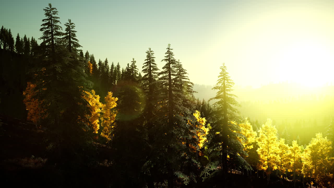 puesta de sol brillante en las montañas