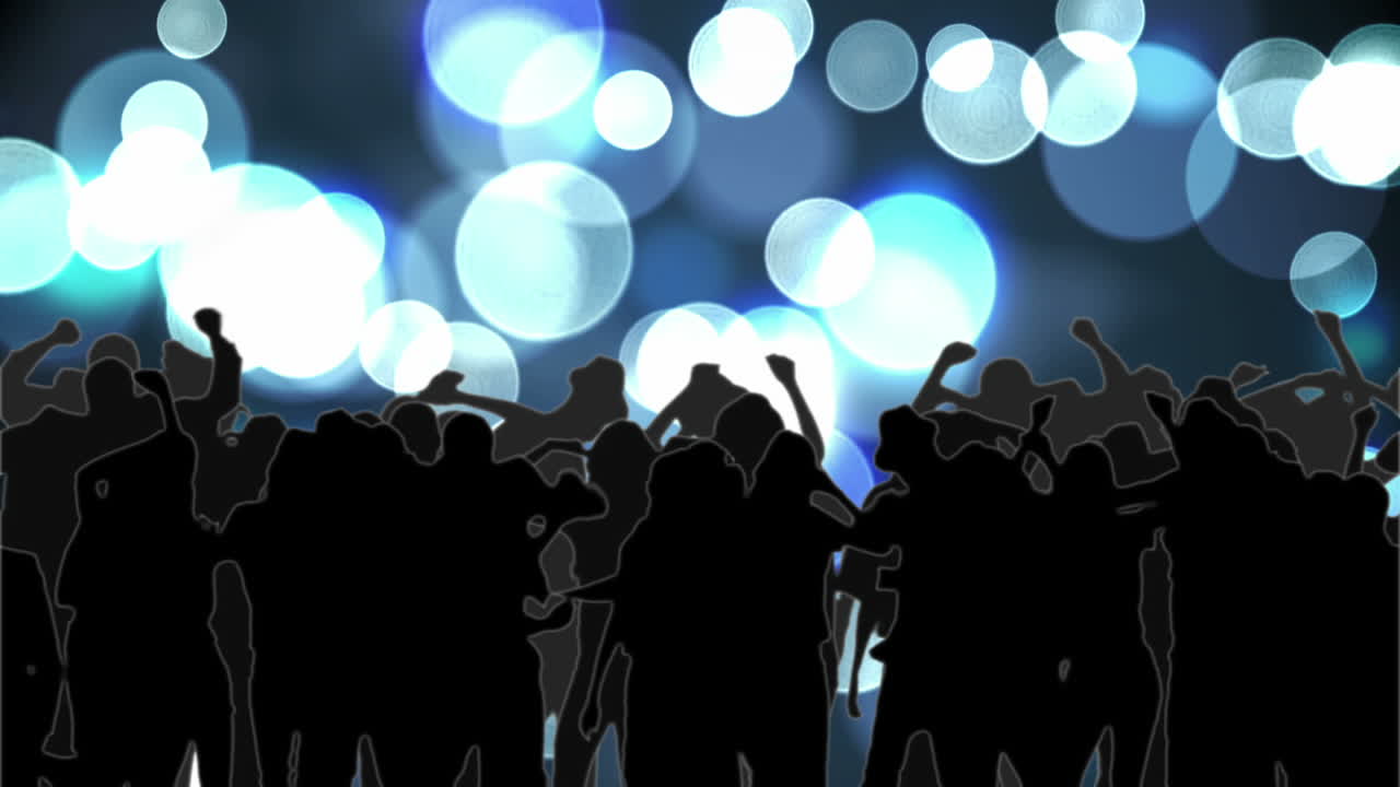 파란색으로 움직이는 빛의 반이는 원과 함께 나이트 클럽