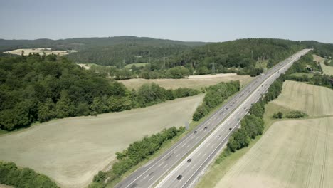 drone aerial views of the autobahn in germany motorway