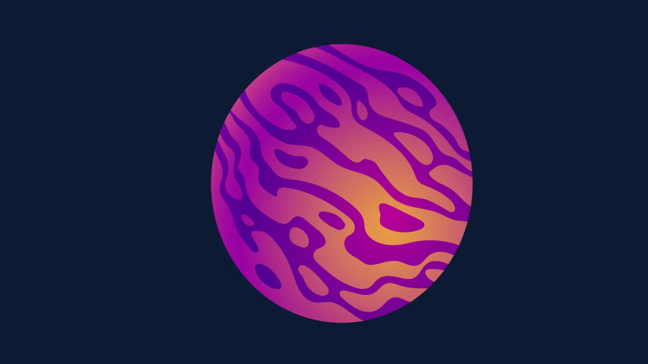 Animation of glowing gradient pink and purple globe on blue background