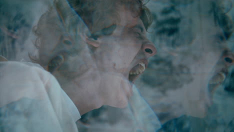 kaleidoscope effect of psychiatric patient screaming during mental breakdown