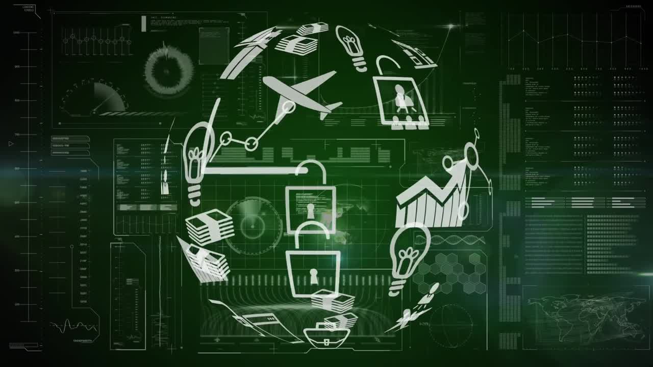 iconos de aplicaciones y interfaz futurista