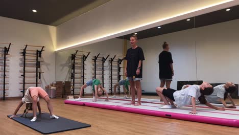 children's gymnastics training session