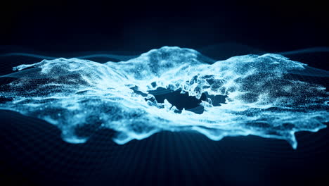abstract particles with wave pattern, 3d rendering.