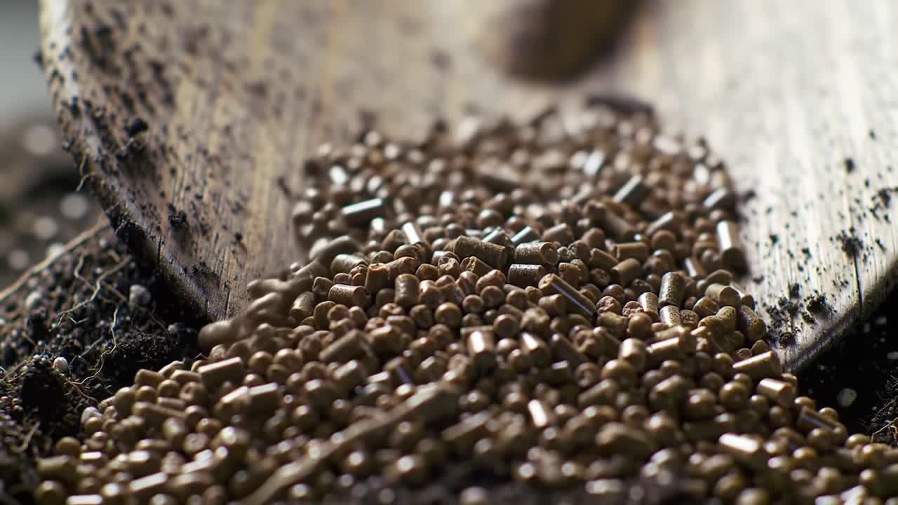 A Close-Up View of Organic Soil Enriched with Nutrient Pellets, Perfect for Promoting Healthy Plant Growth and Enhancing Soil Quality in Gardening Practices