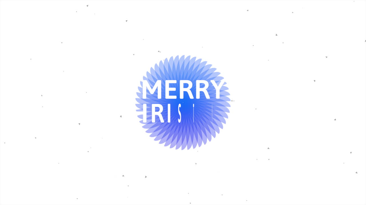 Merry Christmas with blue circle on white gradient