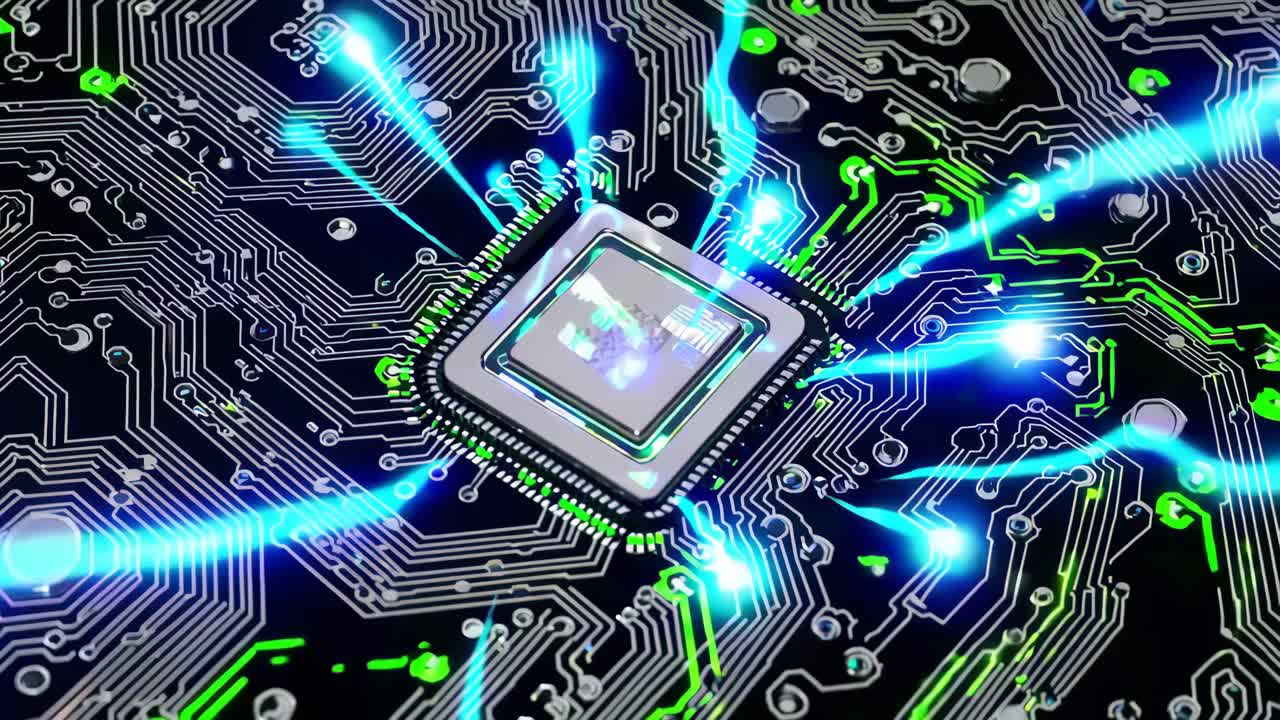 High-Tech Microchip on Circuit Board