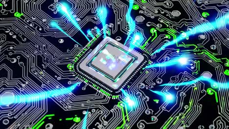 high-tech microchip on circuit board