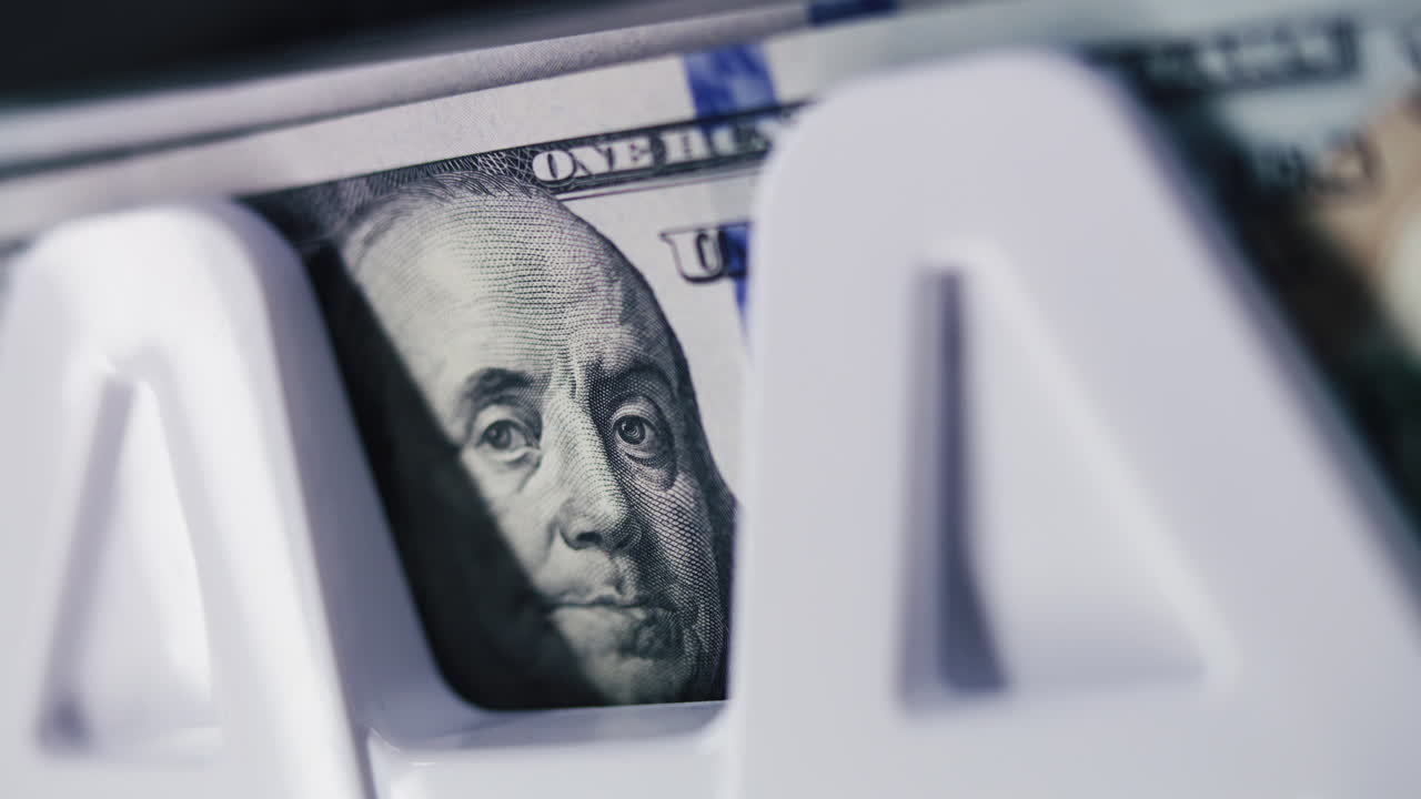 US Dollar Bill in a Machine