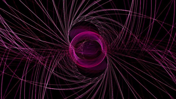 Abstract Pink Magenta Rotating Pattern. Animated Moving Lines. Loop Seamless Stock Footage. 3D Graphic Digital waves Computer generated background.