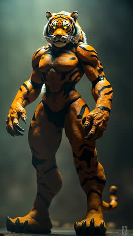 muscular anthropomorphic tiger character
