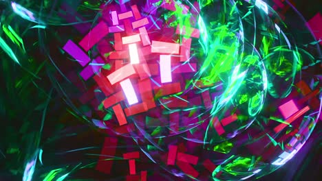 desenfoque de movimiento psicodélico trippy colorido - bola de espejo de neón cibernético - caleidoscopio cósmico de bucle sin fisuras, fondo de trance techno espiritual