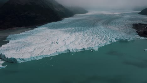 perito moreno glacier in los glaciares national park, patagonia, argentina - aerial drone shot