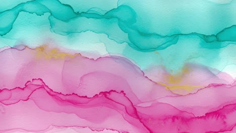 a vibrant blend of aqua and pink hues: captivating abstract watercolor art capturing fluid dynamics and color play in mesmerizing swirls and waves