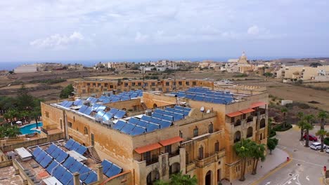 Aerial-view-of-a-hotel-complex-and-its-surroundings-in-Gozo,-Malta