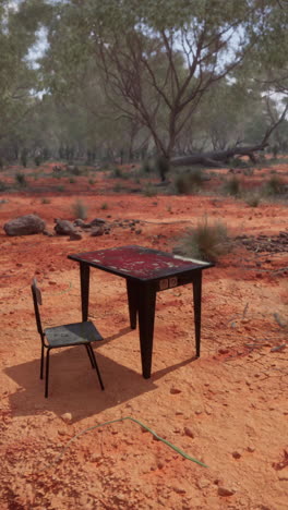 lonely desk in the australian outback