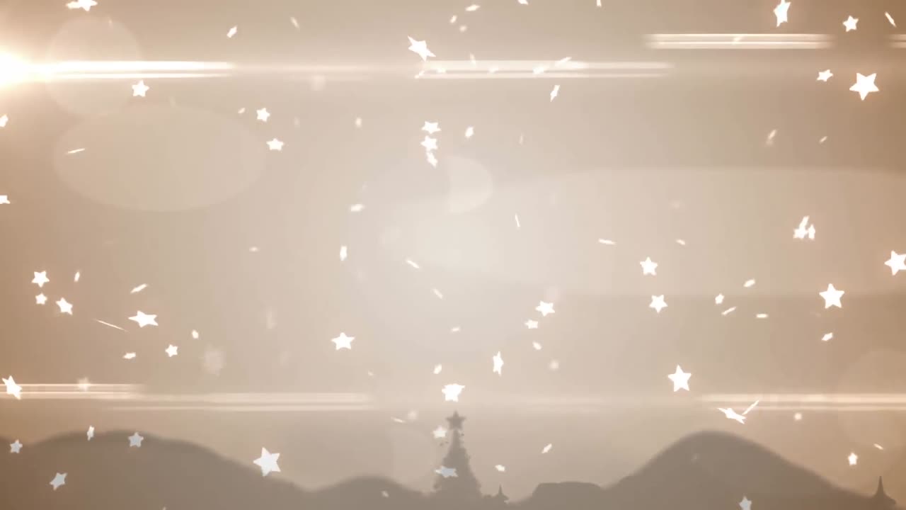 갈색 배경에 크리스마스 장식 위에 떨어지는 크리스마스 별의 애니메이션