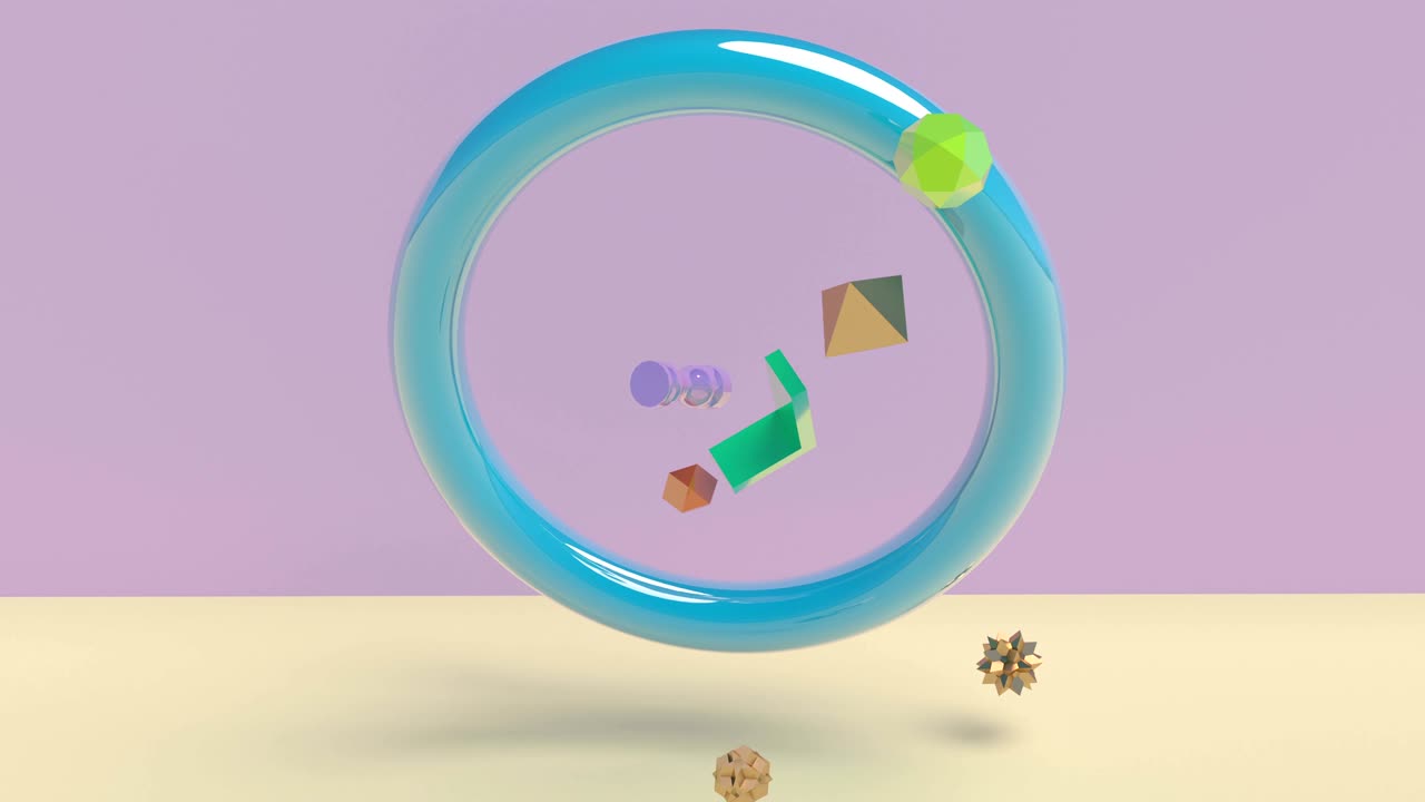 Realistic primitives composition Modern color abstract background. Modern gradient cover. Trendy modern style. Brochure design. Banner, poster template. Colorful wallpaper. Motion design. 4k