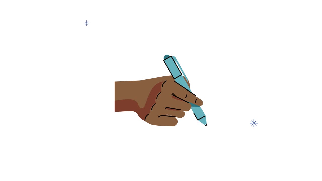 Afro hand human writing with pen animation | Premium Stock Video Footage