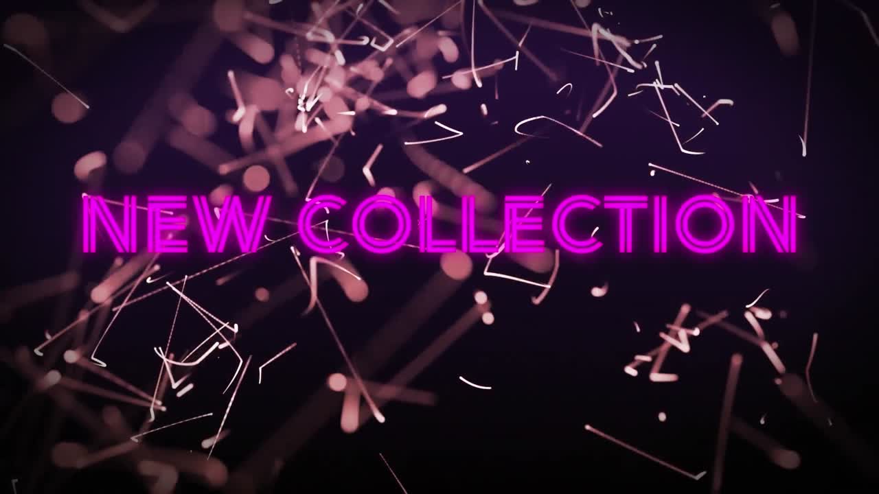 animación de banner de texto de nueva colección de neón sobre líneas onduladas verdes que se mueven contra un fondo negro