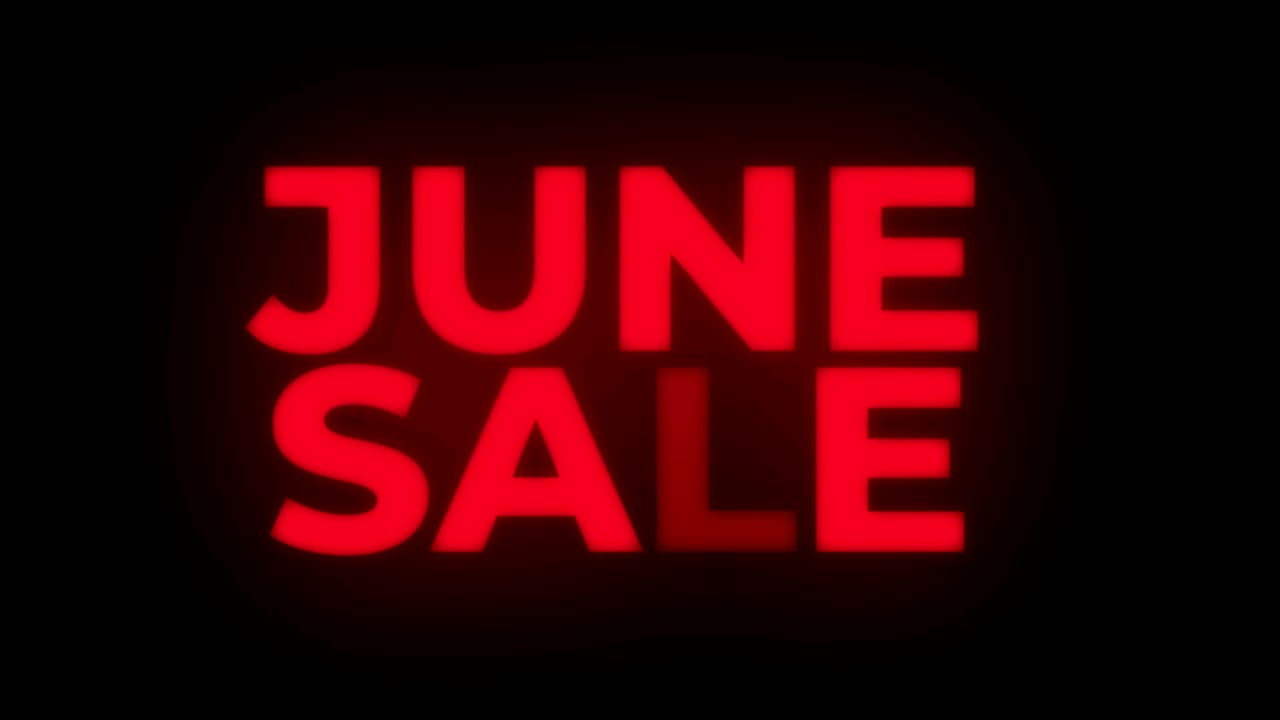 6 월 판매 텍스트 박이는 디스플레이 프로모션 루프