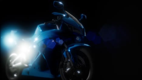 Moto-Sport-Bike-En-Estudio-Oscuro-Con-Luces-Brillantes