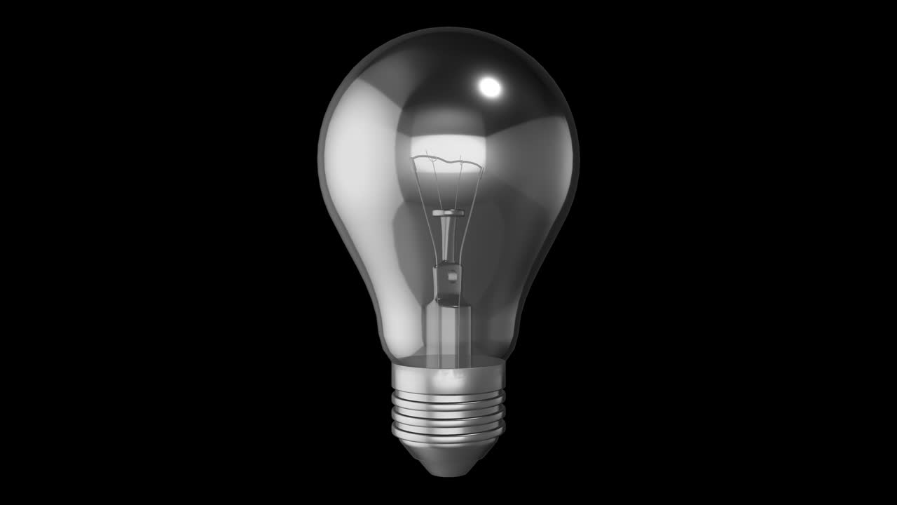 Light Bulb Icon Idea, Modern Light Bulb Line Icon Animation on Black background, non-flammable bulb, have great idea - Alpha channel