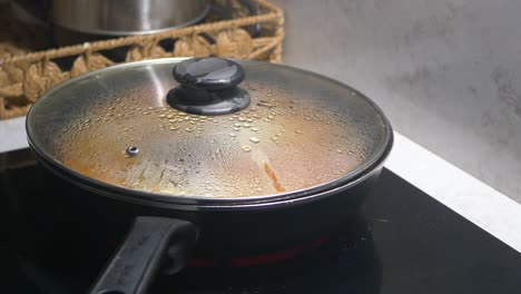 food in a pan on a hot plate