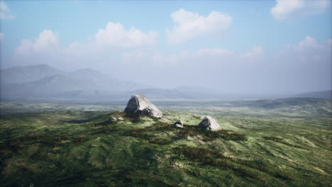 alpine landscape with big stones