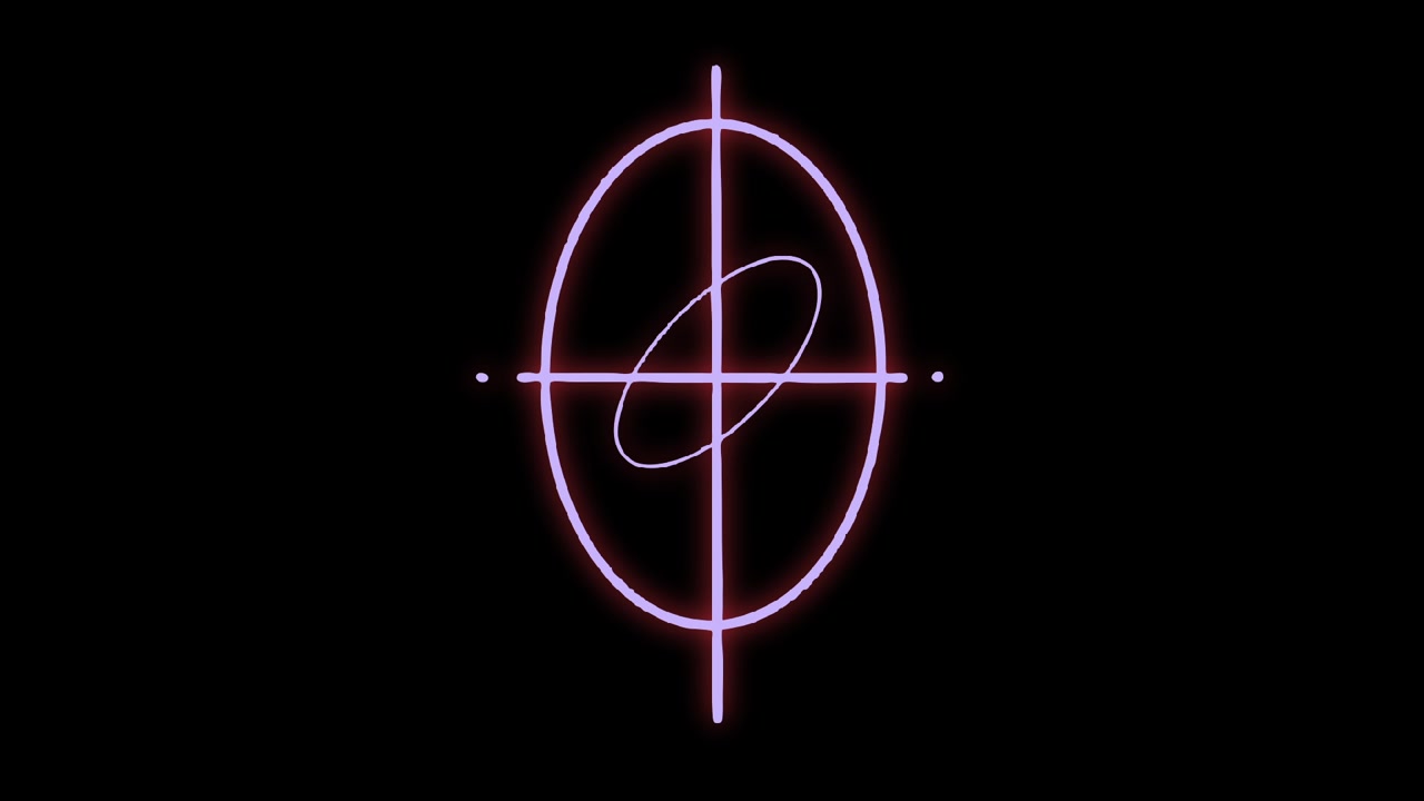Animované neonové geometrické tvary a symboly na černém pozadí