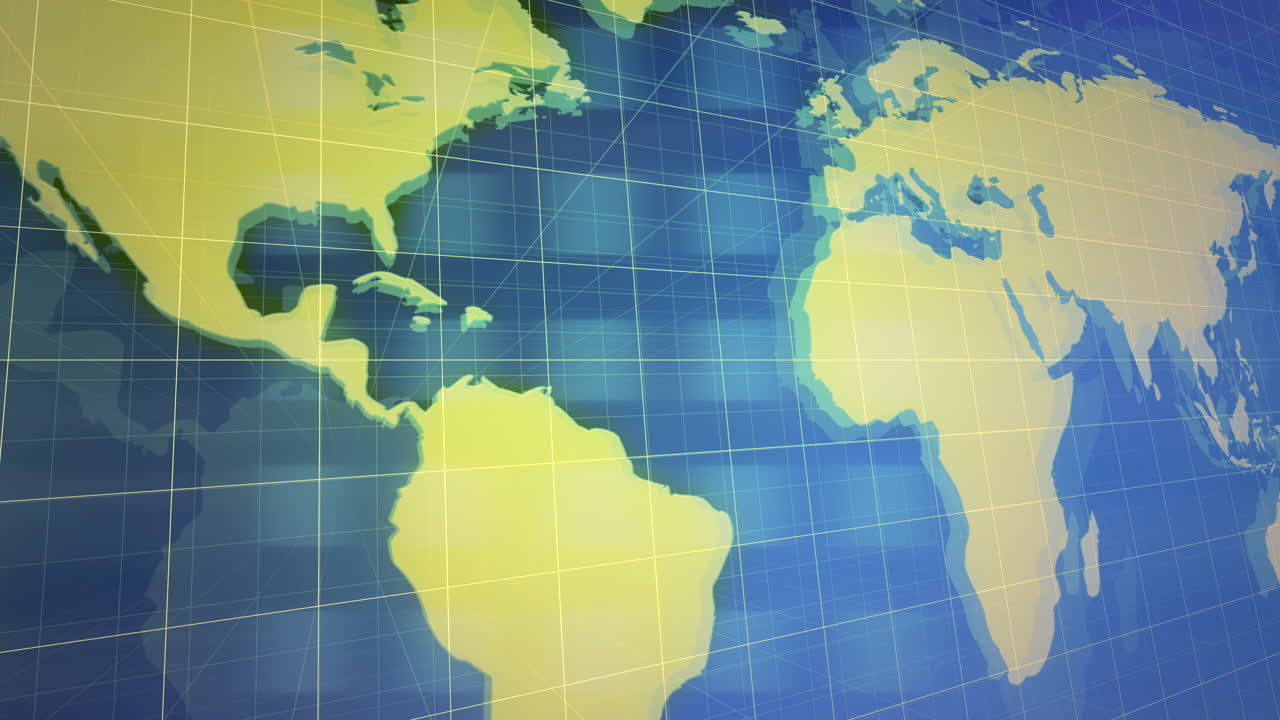 animación gráfica de introducción de noticias con cuadrícula y mapa mundial 3